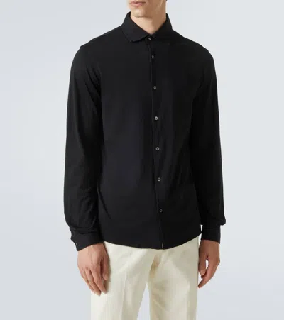 Thom Sweeney Cotton Jersey Shirt In Black