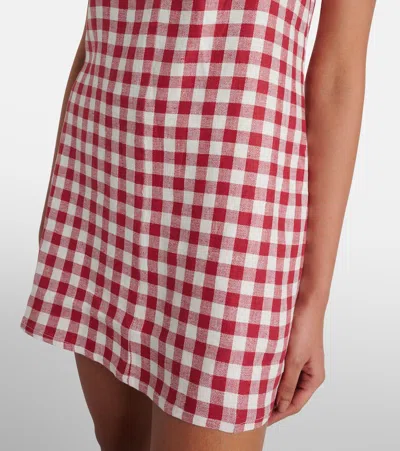 Asceno Antiqua Gingham Linen Minidress In Red