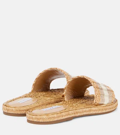 Aquazzura Flat Woven Open Toe Slippers In Neutrals