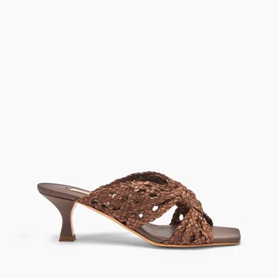 Casadei Strappy Sandals With Mid Heel And Square Toe In Rum