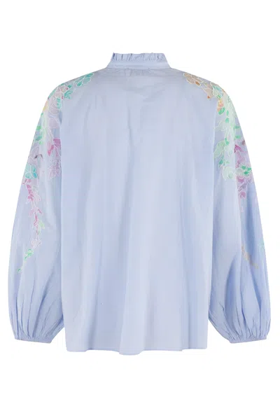 Essentiel Antwerp Appliqued Detail Top With Ruffled High Collar