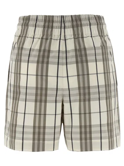 Burberry Cotton Check Drawstring Shorts In Gray
