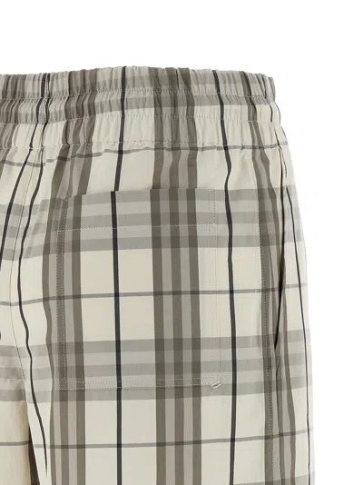 Burberry Cotton Check Drawstring Shorts In Gray