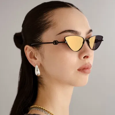 Le Specs The Soiree Slim Metal Cat-eye Sunglasses In Black