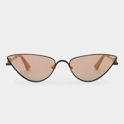 Le Specs The Soiree Slim Metal Cat-eye Sunglasses In Black