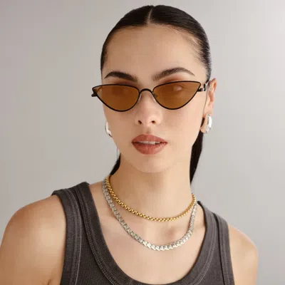 Le Specs The Soiree Slim Metal Cat-eye Sunglasses In Black