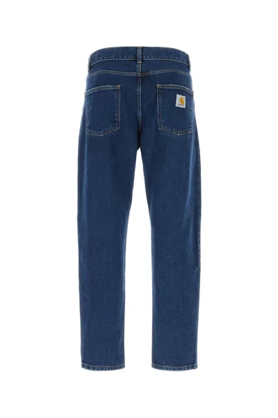 Carhartt Straight Leg Denim Trousers With Belt Loops In Blue