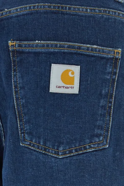 Carhartt Straight Leg Denim Trousers With Belt Loops In Blue