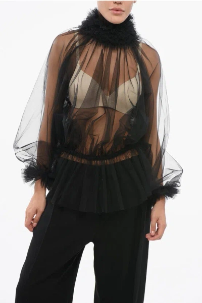 Dolce & Gabbana Ruffled Detailing Semi-sheer Blouse