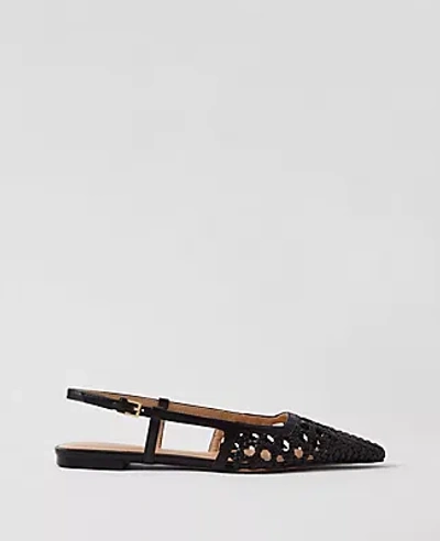 Ann Taylor Woven Leather Nip Toe Slingback Flats In Black
