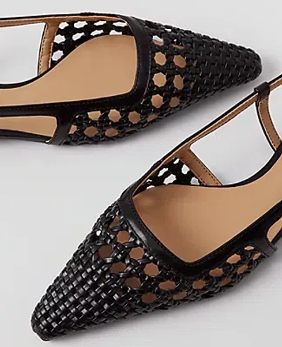 Ann Taylor Woven Leather Nip Toe Slingback Flats In Black