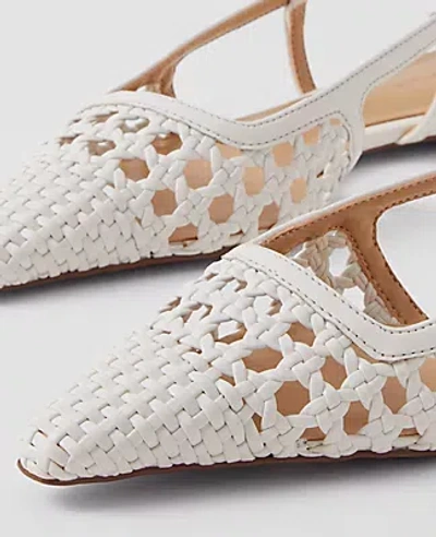 Ann Taylor Woven Leather Nip Toe Slingback Flats In White