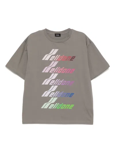 We11 Done Multi Logo Print T-shirt In Grey