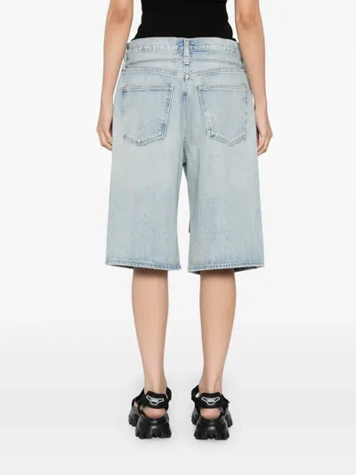 Agolde Five-pocket Denim Shorts In Blue