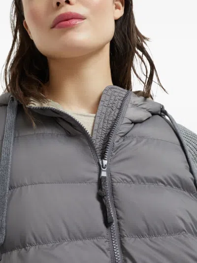 Brunello Cucinelli Hooded Down Jacket With Solomeo Inserts In Grey