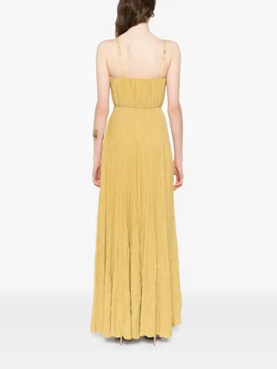 Elisabetta Franchi Lurex Stretch Evening Dress In Yellow