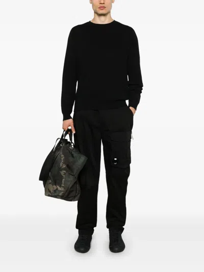 C.p. Company Contemporary Black Trousers With Elasticated Waistband And Zip Pockets In Black