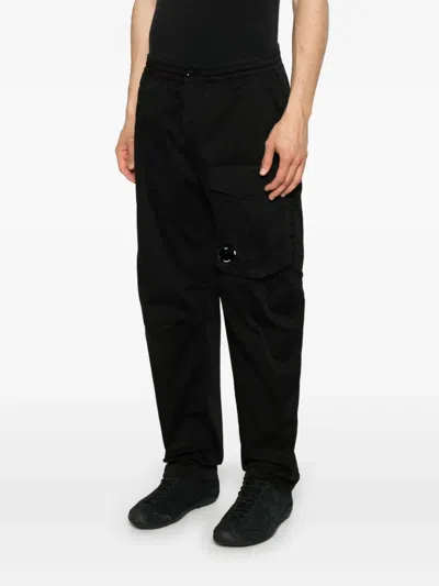 C.p. Company Contemporary Black Trousers With Elasticated Waistband And Zip Pockets In Black
