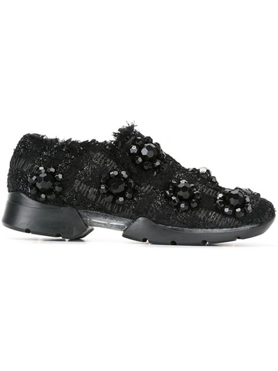 Shop Simone Rocha - Embellished Tweed Sneakers