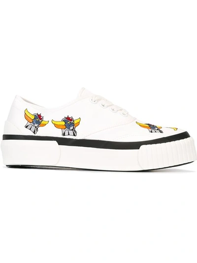 Julien David Embroidered Canvas Sneakers In White