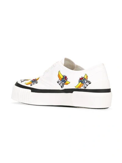 Shop Julien David Embroidered Canvas Sneakers In White