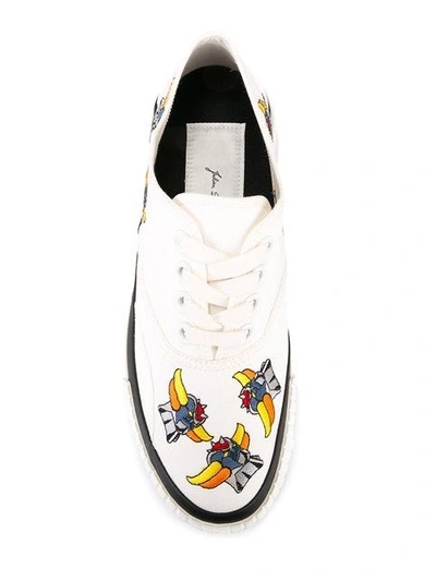 Shop Julien David Embroidered Canvas Sneakers In White