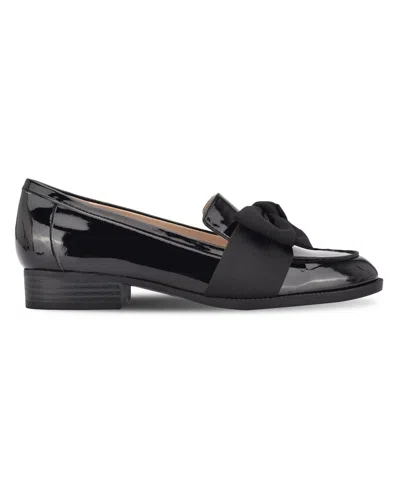 Bandolino Lindio 3 Womens Bow Manmade Loafers In Black Patent