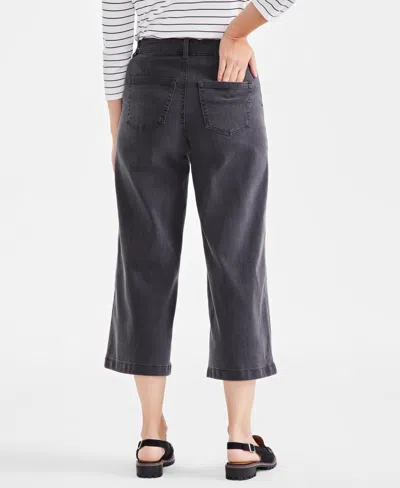 Style & Co Petite High-rise Wide-leg Cropped Jeans, Exclusively At Macy's In Grey
