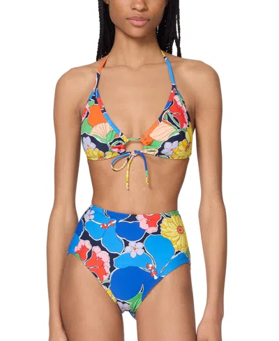 Kate Spade New York Womens Printed Tie Front Bikini Top High Waist Bottoms In Multi