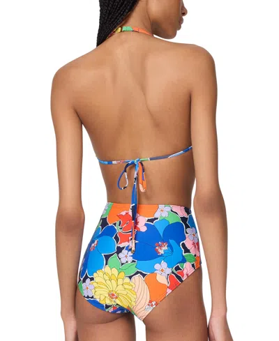 Kate Spade New York Womens Printed Tie Front Bikini Top High Waist Bottoms In Multi