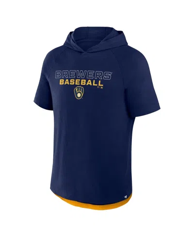 Fanatics Men's Navy Milwaukee Brewers Clubhouse Optimal Play Raglan Short Sleeve Pullover Hoodie In Navy