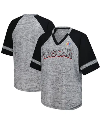 G-iii 4her By Carl Banks Women's Heather Gray Kyle Busch Hall Of Fame Oversized Raglan V-neck T-shirt In Heather Gray