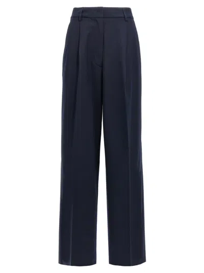 The Latest Thelatest Midnight Blue Wool Blend Trousers In Blue