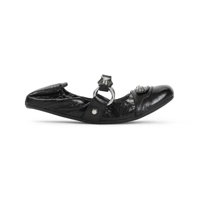 Balenciaga City Nappa Leather Ballet Flats In Black
