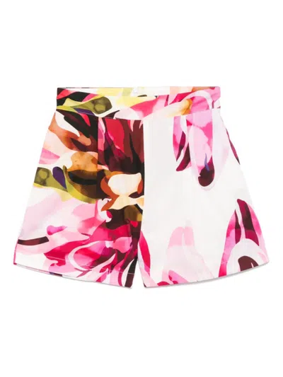 Amotea Abstract Floral Shorts With Tailored Fit In Pink