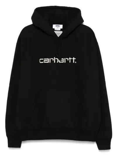 Carhartt Embroidered Black Hoodie Sweatshirt In Black