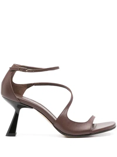 Souliers Martinez Dakota 70mm Leather Sandals In Dark Brown