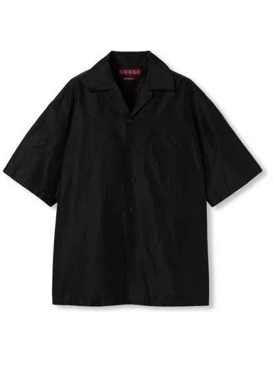 Gucci Classic Short-sleeve Cotton Shirt In Black