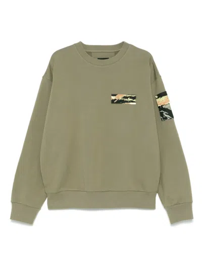 Givenchy Sweatshirt In Fleece With Camo Patches In Light Khaki