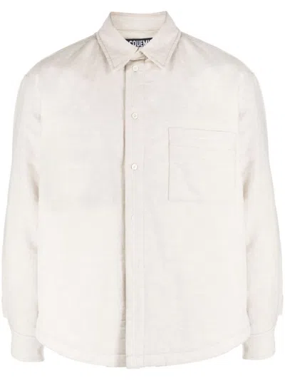 Jacquemus Button-down Shirt Curved Hemline Long Sleeves In Neutral