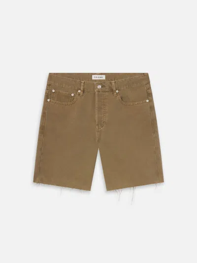 Frame Raw Hem Relaxed Denim Shorts In Brown