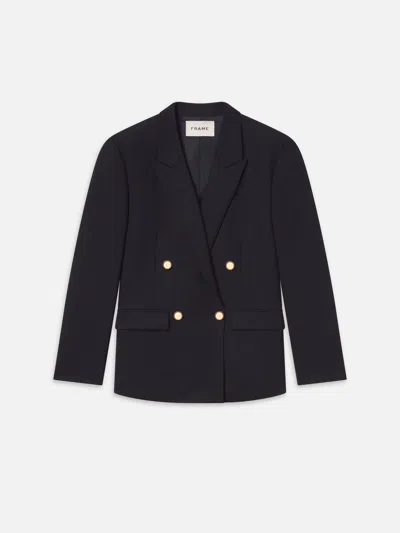 Frame Double Breasted Blazer In Blue