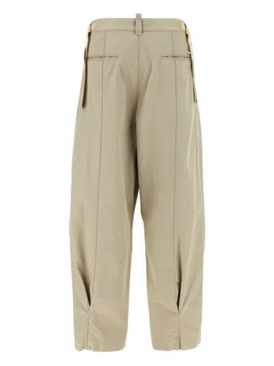 Dsquared2 Tailored Pleated Trousers With Button Detailing In Neutrals