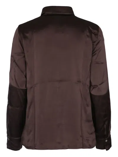 Iblues I Blues Satin Button Up Shirt In Brown