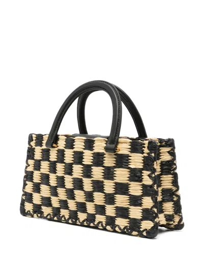 Tory Burch Ella Checkered Crochet Top-handle Bag In Neutrals