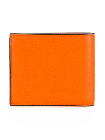 Valextra Grained Detail Wallet In Yellow