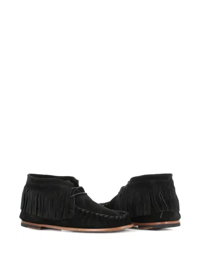 流苏边绒面皮及踝靴