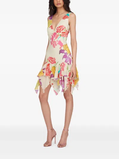 Donde Esteban Floral-print Mini Dress In Neutrals