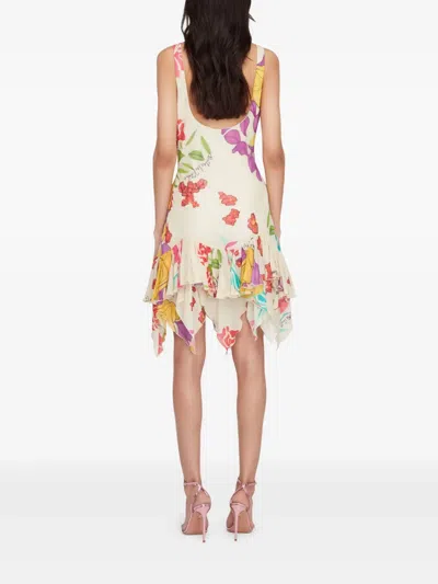 Donde Esteban Floral-print Mini Dress In Neutrals