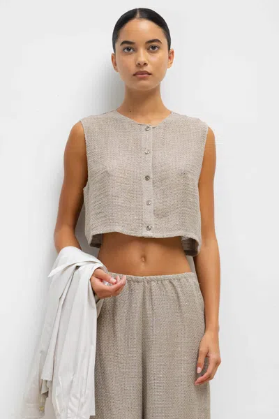 Leset Stella Crewneck Vest In Neutral